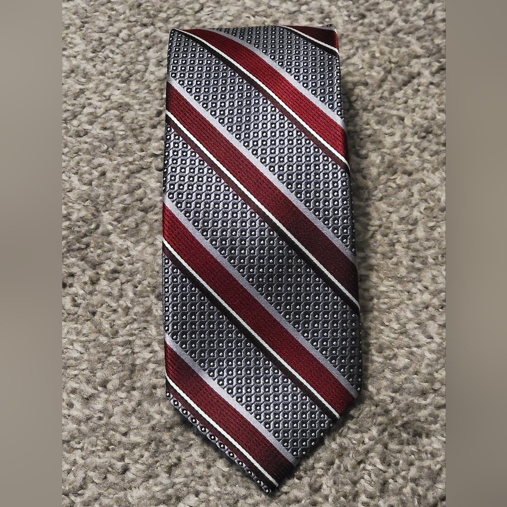 Pronto Uomo Men's Silk Tie 60" X 3" Striped And Geometric